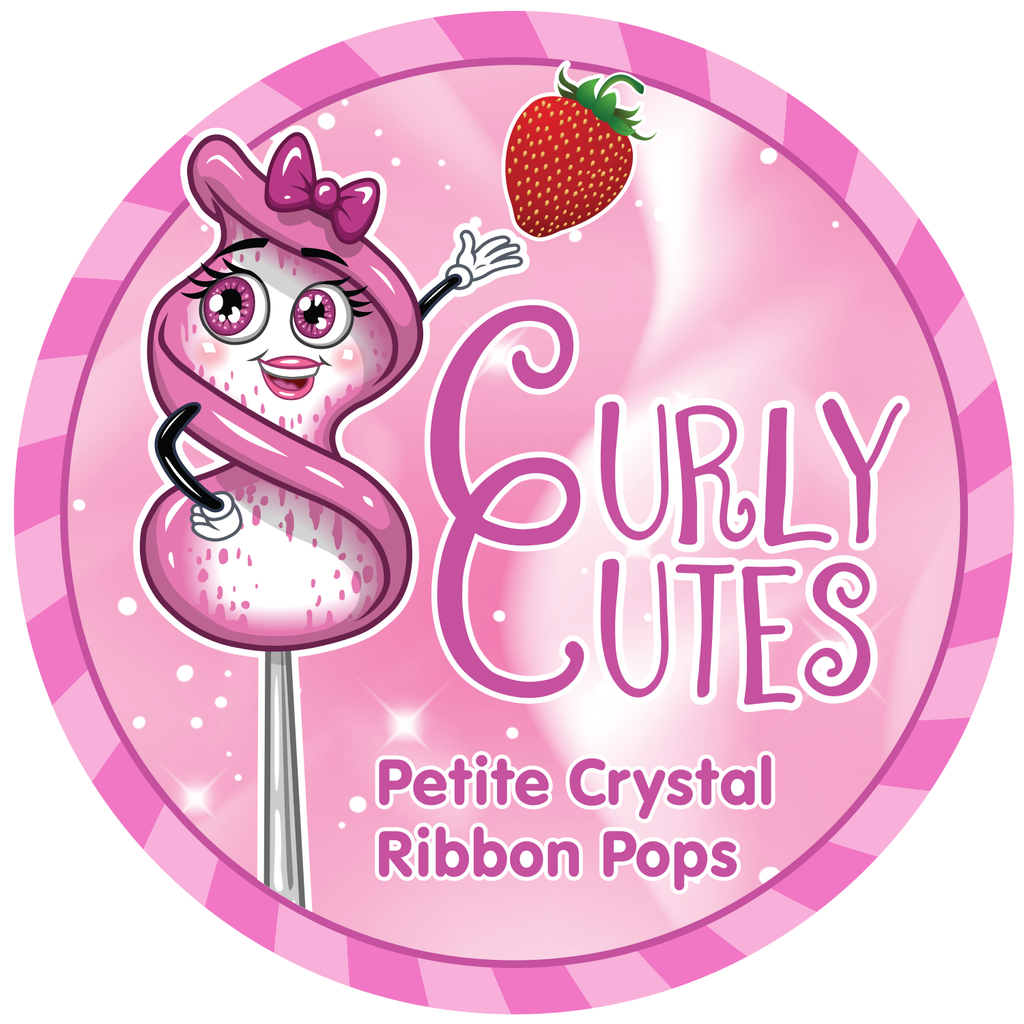 CurlyCutes Petite Crystal Ribbon Pops - Pink Strawberry: 20-Piece Jar –  YumJunkie