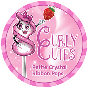 CurlyCutes Petite Crystal Ribbon Pops - Pink Strawberry: 20-Piece Jar