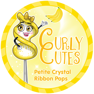 CurlyCutes Petite Crystal Ribbon Pops - Yellow Banana: 20-Piece Jar