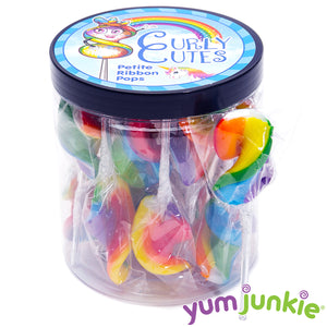 CurlyCutes Petite Crystal Ribbon Pops - Rainbow Cherry: 20-Piece Jar