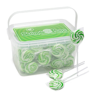 Green Swirl Lollipops with Clear Plastic Sticks