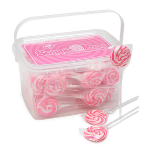 Pink Swirl Lollipops with Clear Plastic Sticks