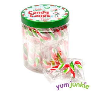 Mini Candy Canes - Red, Green, and White: 45-Piece Jar