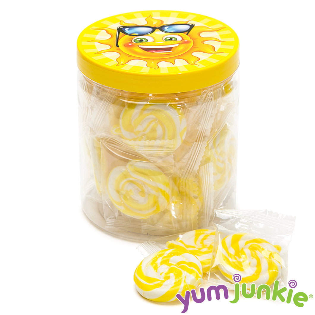 Sweet Suns Yellow Swirl Hard Candy Circles: 30-Piece Jar
