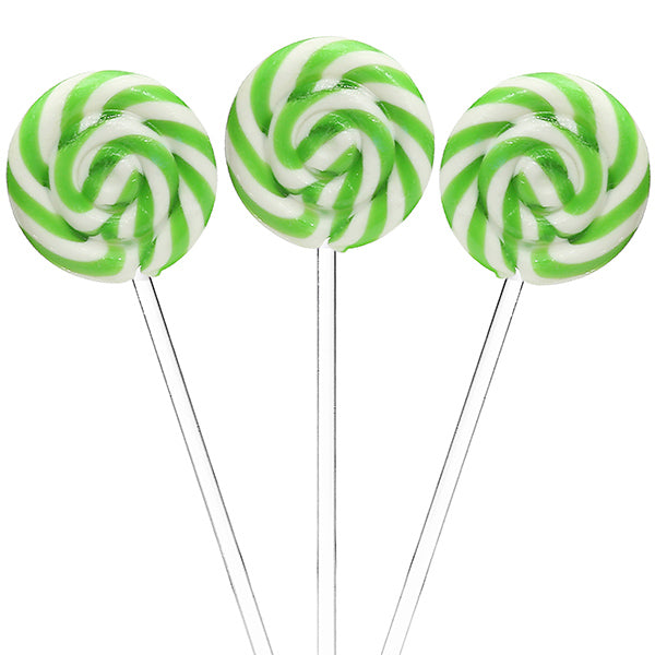 Green Swirl Lollipops with Clear Plastic Sticks – YumJunkie