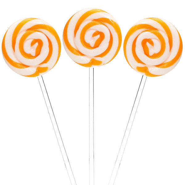 Orange Swirl Lollipops with Clear Plastic Sticks