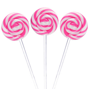 Pink Swirl Lollipops with Clear Plastic Sticks