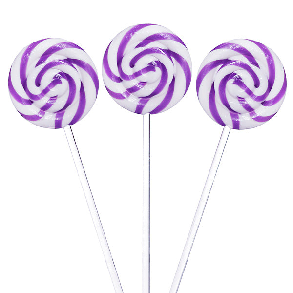 Purple Swirl Lollipops with Clear Plastic Sticks