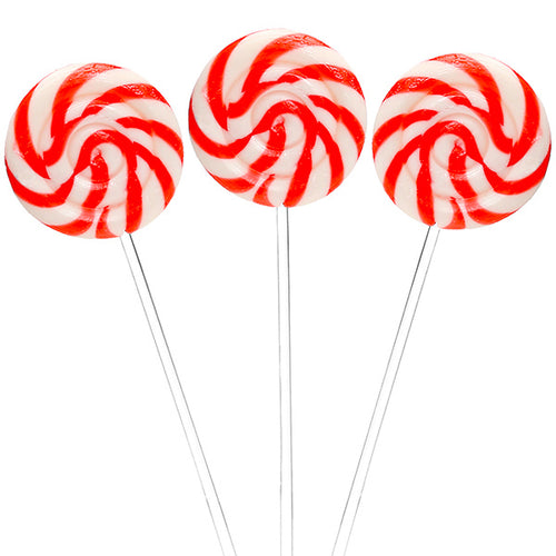 Red Swirl Lollipops with Clear Plastic Sticks