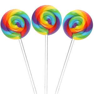 Rainbow Swirl Lollipops with Clear Plastic Sticks