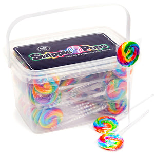 Rainbow Swirl Lollipops with Clear Plastic Sticks
